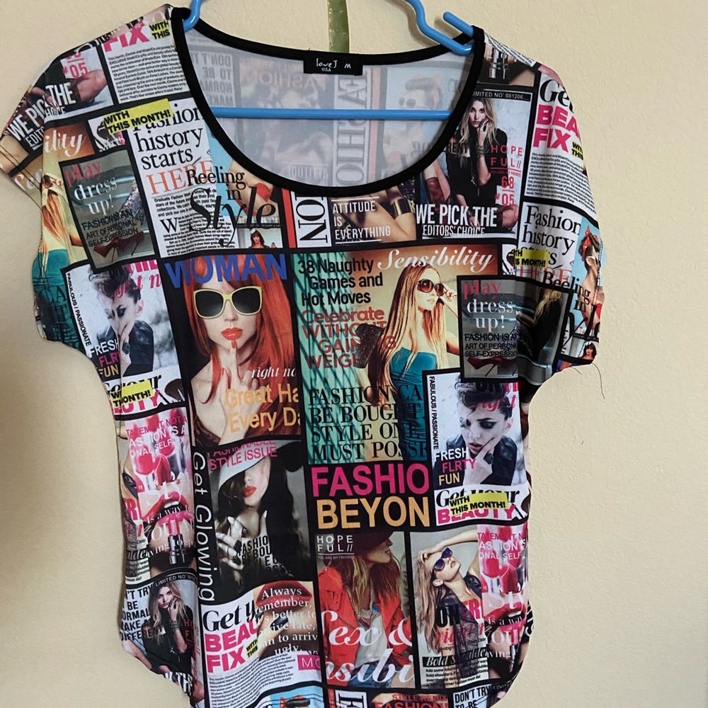 Love J women’s all over graphic collage of fashion & beauty magazine covers - M